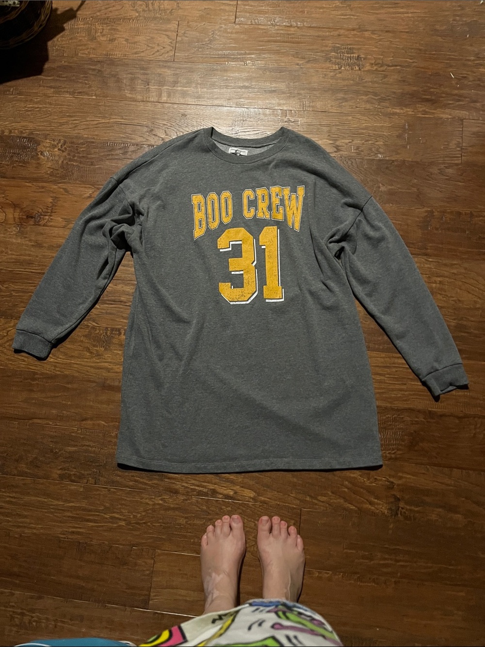 Grayson Threads Gray Long Sleeve 'Boo Crew 31' Graphic Tee, Tunic or Dress